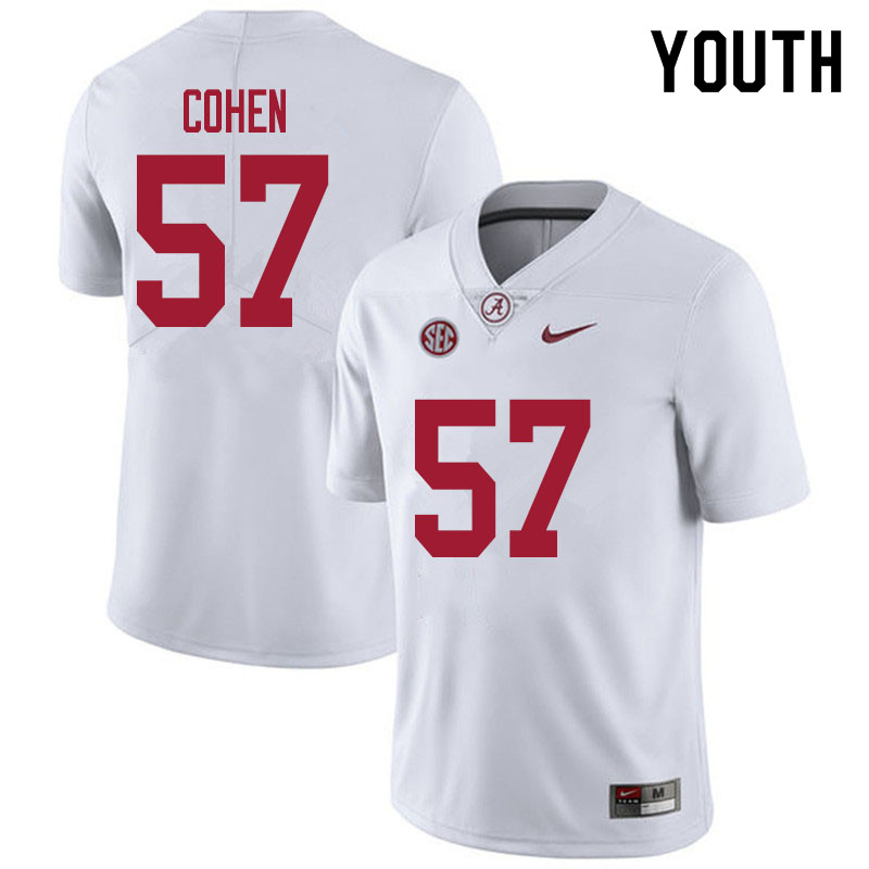 Youth #57 Javion Cohen Alabama White Tide College Football Jerseys Sale-White
